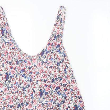 Warehouse Womens Multicoloured Geometric Viscose Basic Tank Size 12 Scoop Neck