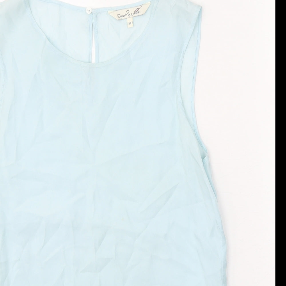 Damsel in a Dress Womens Blue Cupro Basic Tank Size 10 Scoop Neck