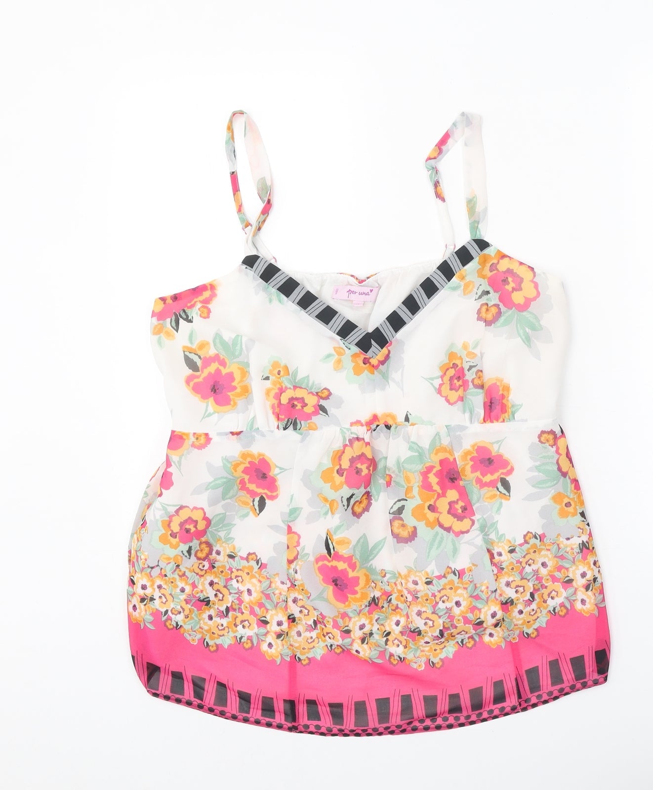 Per Una Womens Pink Floral Polyester Camisole Tank Size 16 V-Neck - Peplum