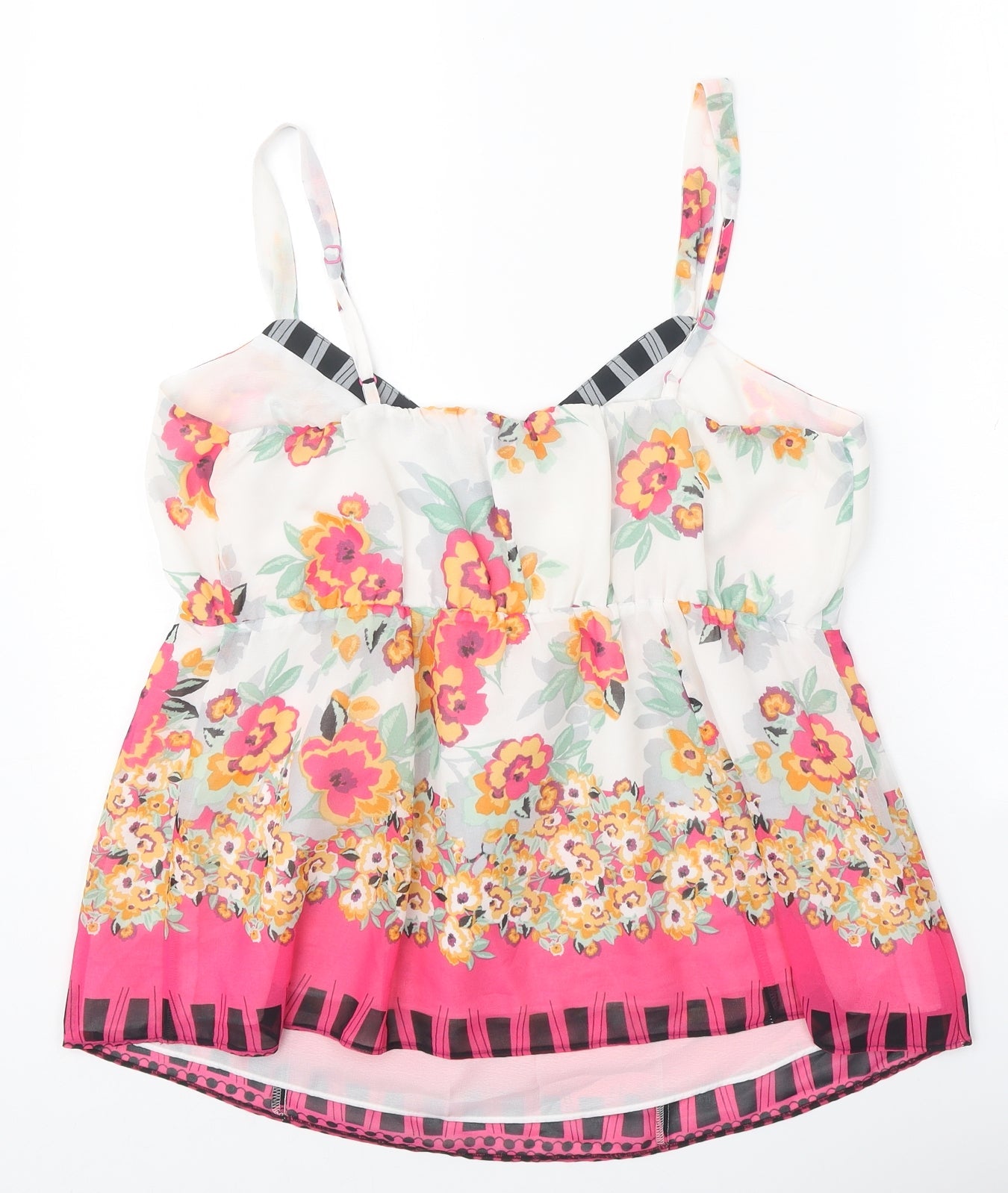 Per Una Womens Pink Floral Polyester Camisole Tank Size 16 V-Neck - Peplum