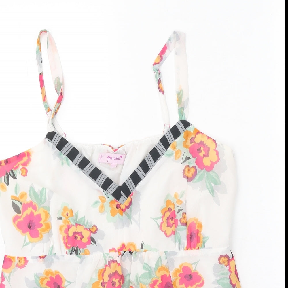 Per Una Womens Pink Floral Polyester Camisole Tank Size 16 V-Neck - Peplum