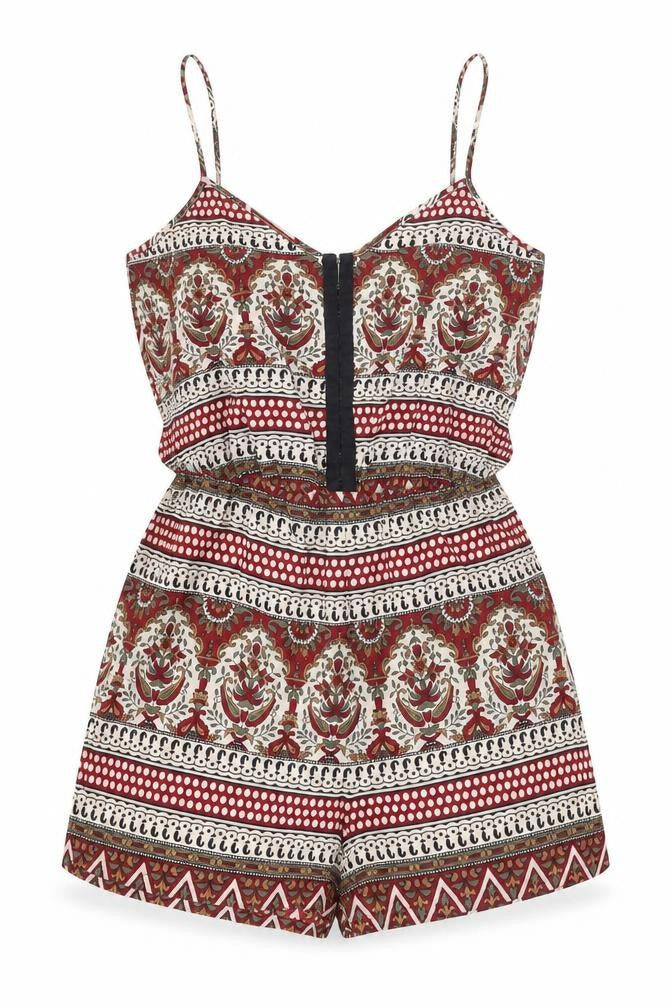 Staring at Stars Womens Multicoloured Geometric Polyester Playsuit One-Piece Size S Hook & Eye