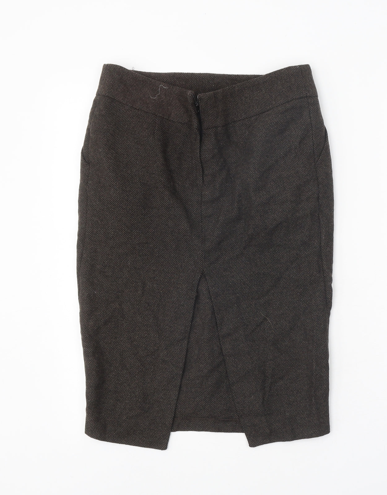 Topshop Womens Brown Acrylic Straight & Pencil Skirt Size 8 Zip