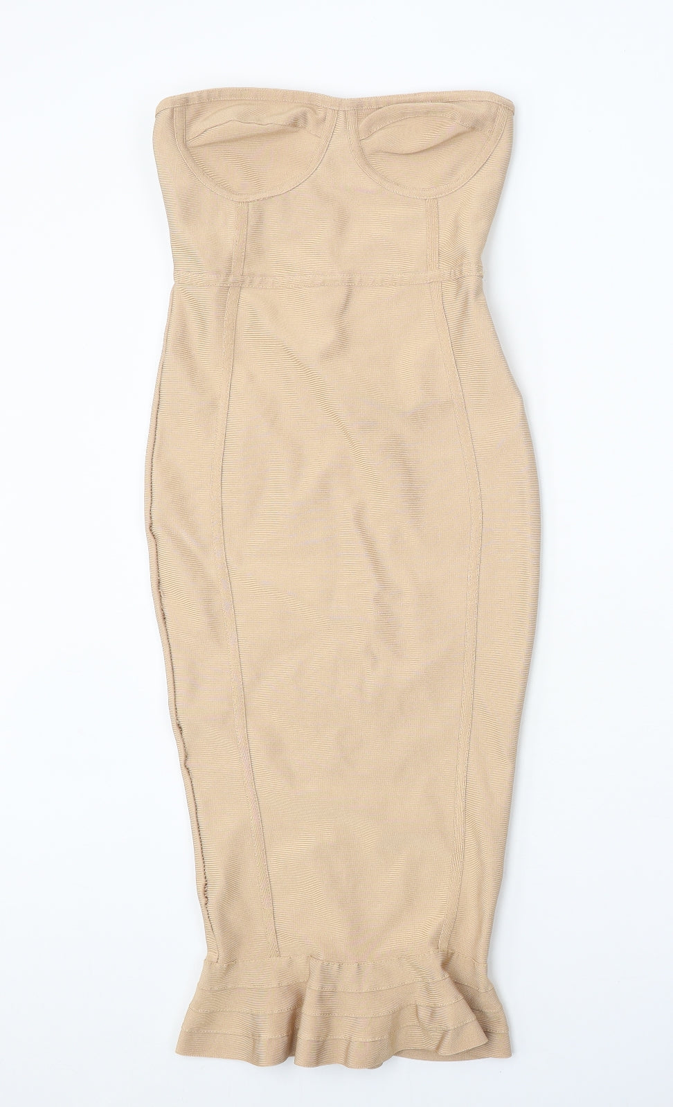 Preworn Womens Beige Polyester Bodycon One Size Off the Shoulder Pullover