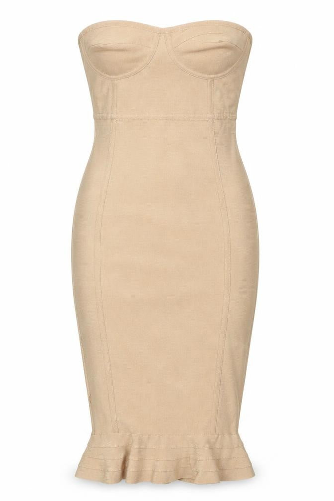 Preworn Womens Beige Polyester Bodycon One Size Off the Shoulder Pullover