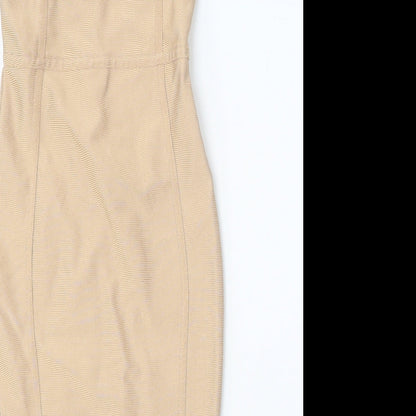 Womens Beige Polyester Bodycon One Size Off the Shoulder Pullover