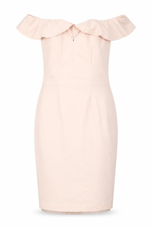 Miss Selfridge Womens Pink Viscose Shift Size 8 Off the Shoulder Zip