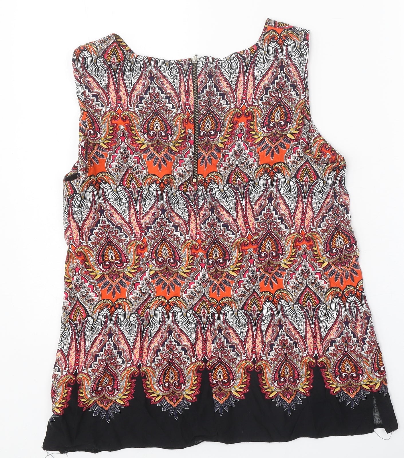 Billie & Blossom Womens Multicoloured Geometric Viscose Basic Tank Size 10 Round Neck