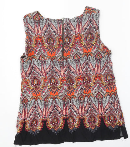 Billie & Blossom Womens Multicoloured Geometric Viscose Basic Tank Size 10 Round Neck