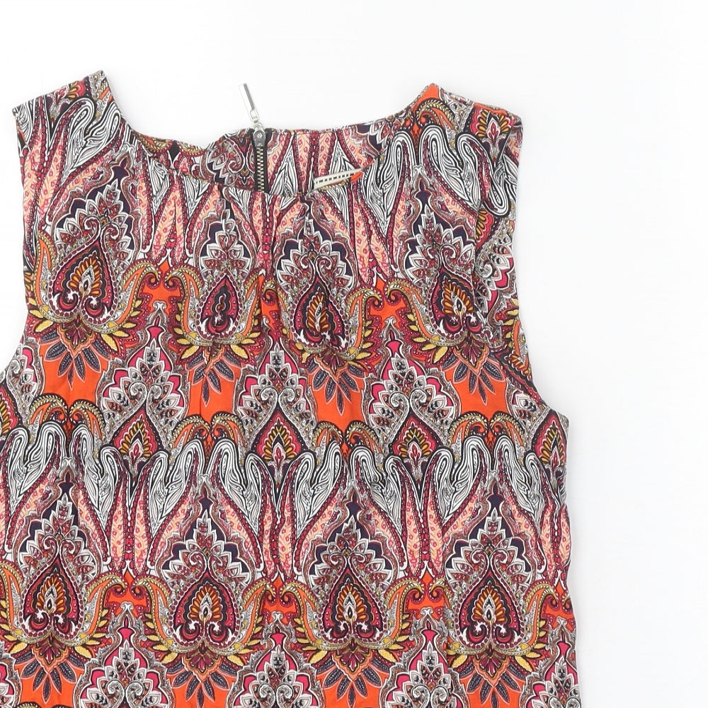 Billie & Blossom Womens Multicoloured Geometric Viscose Basic Tank Size 10 Round Neck