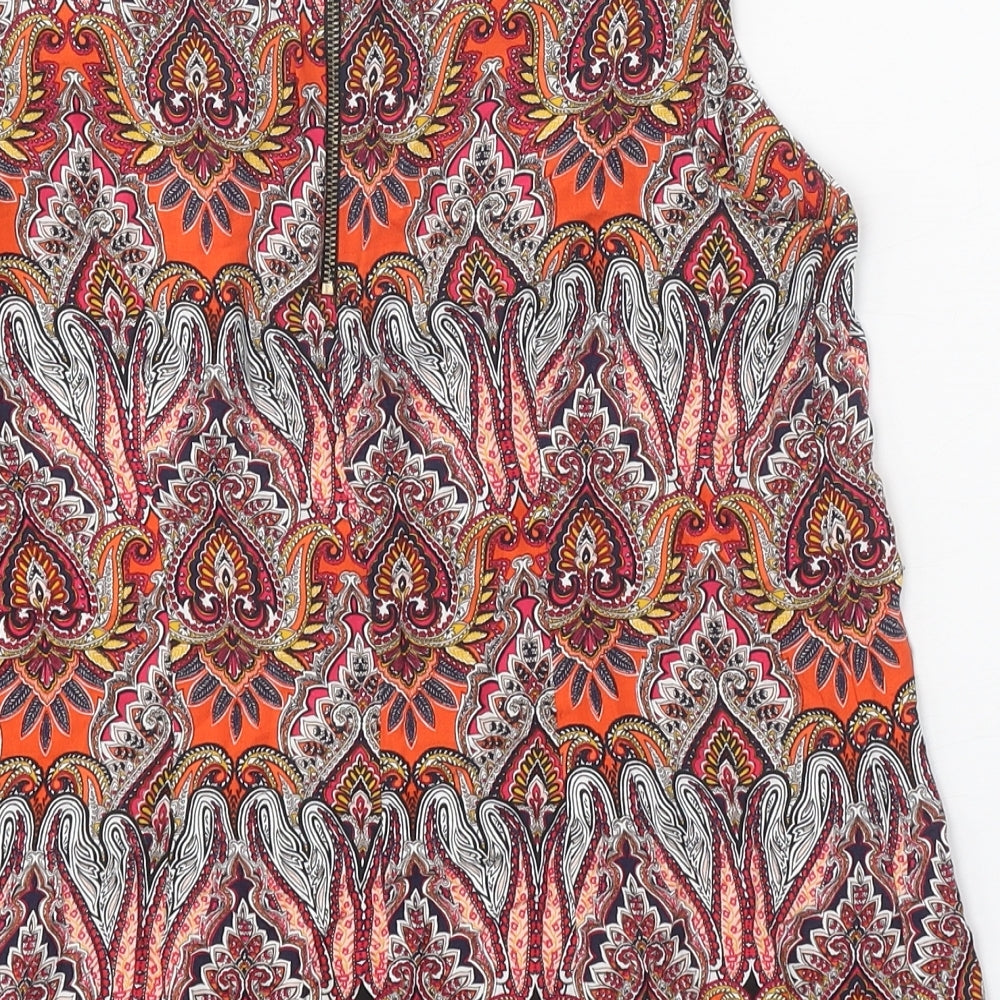 Billie & Blossom Womens Multicoloured Geometric Viscose Basic Tank Size 10 Round Neck