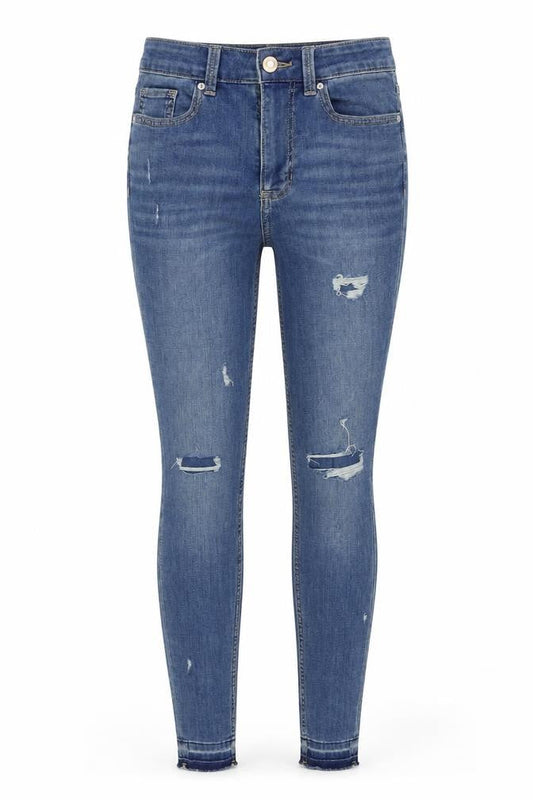 Marks & Spencer Womens Blue Cotton Skinny Jeans Size 8 Regular Zip