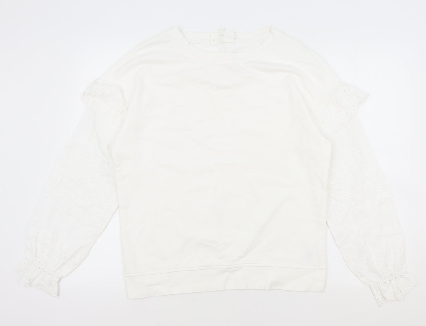 NEXT Womens White Cotton Pullover Sweatshirt Size S Pullover