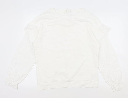 NEXT Womens White Cotton Pullover Sweatshirt Size S Pullover