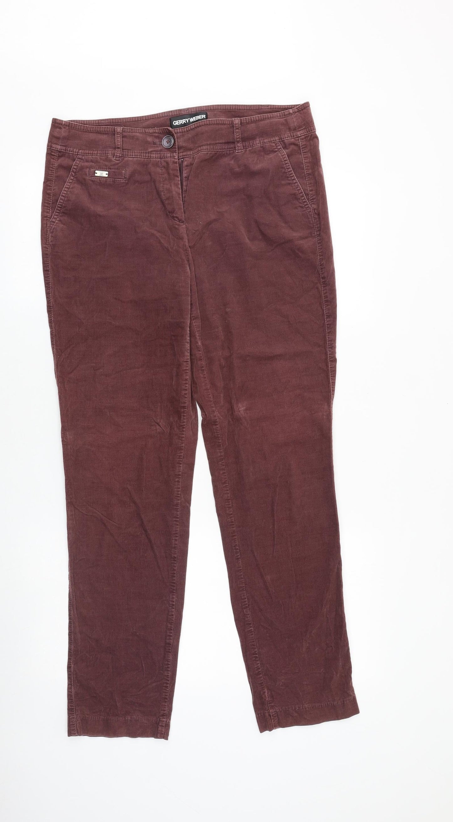 Gerry Weber Womens Pink Cotton Trousers Size 34 Regular Button