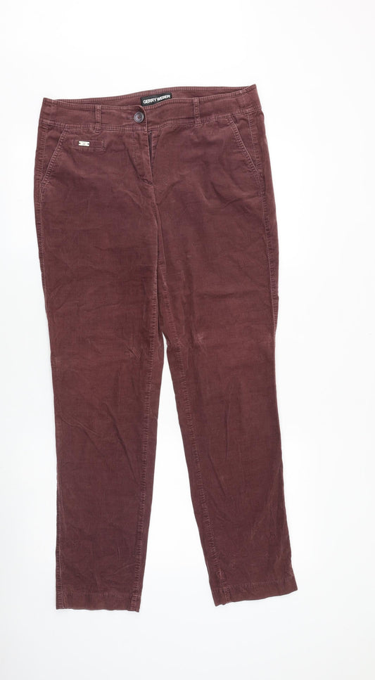 Gerry Weber Womens Pink Cotton Trousers Size 34 Regular Button