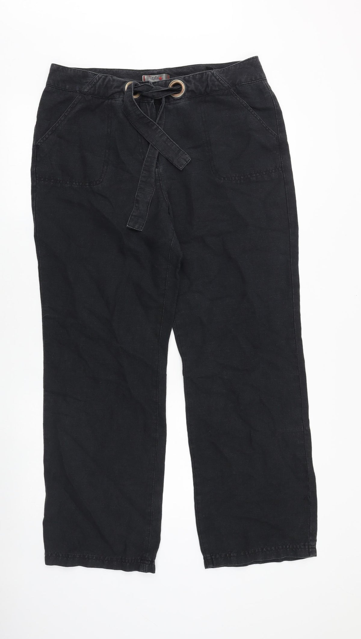 Zaffiri Womens Black Cotton Trousers Size 16 Regular Zip