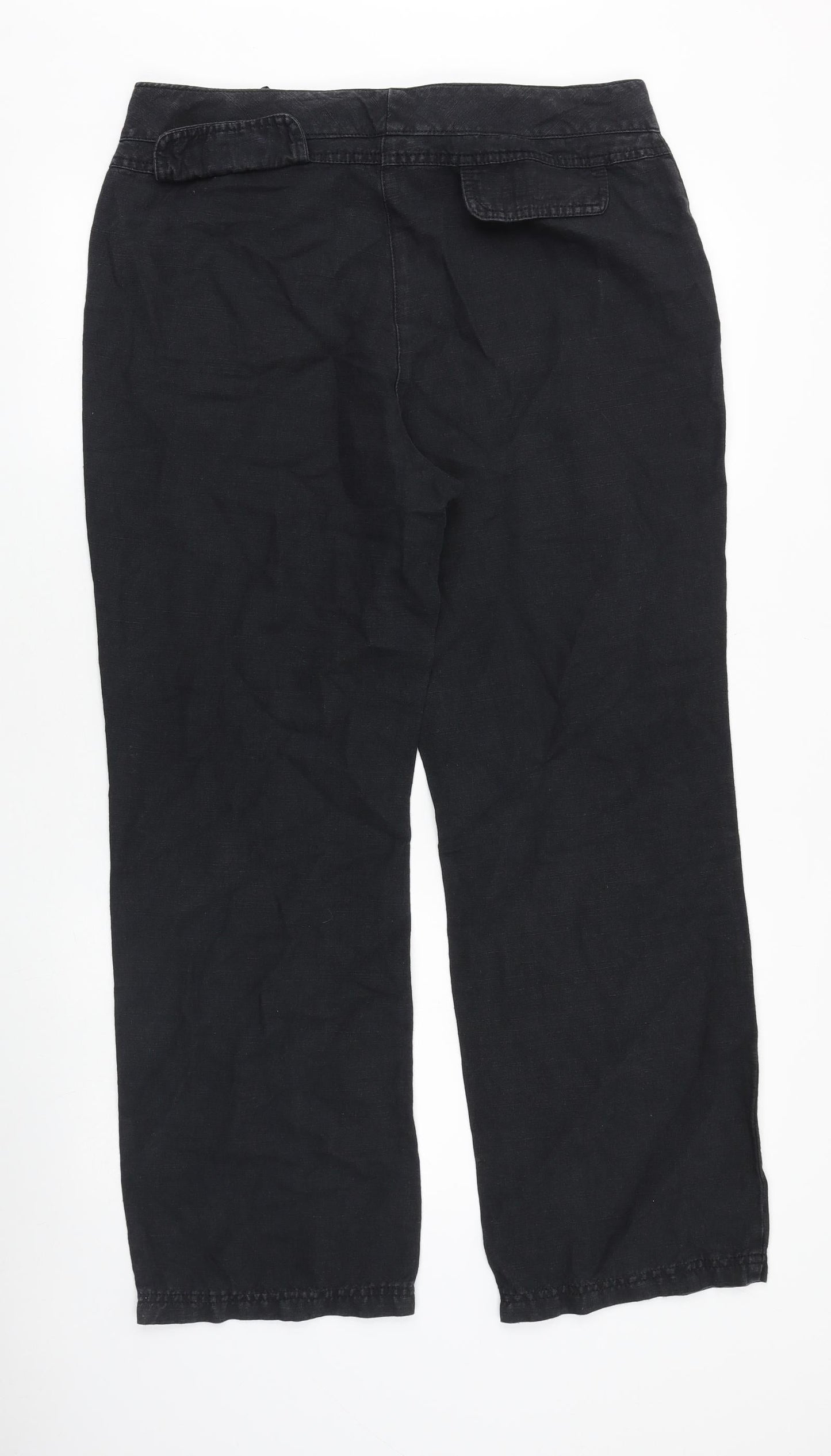Zaffiri Womens Black Cotton Trousers Size 16 Regular Zip