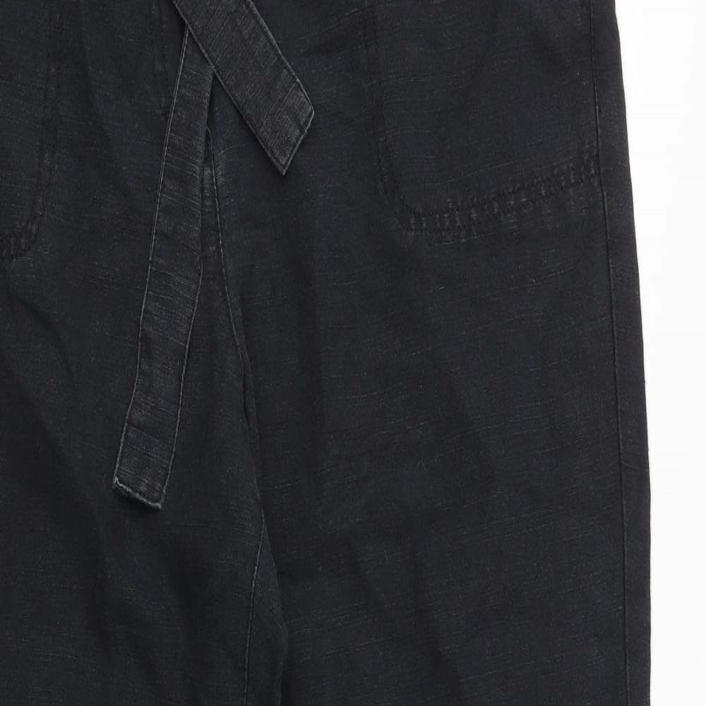 Zaffiri Womens Black Cotton Trousers Size 16 Regular Zip