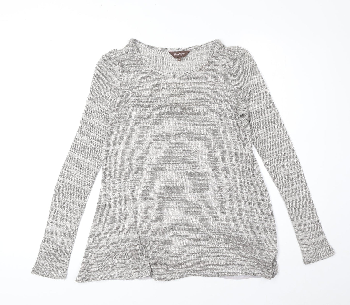 Phase Eight Womens Grey Striped Viscose Basic Blouse Size 10 Round Neck