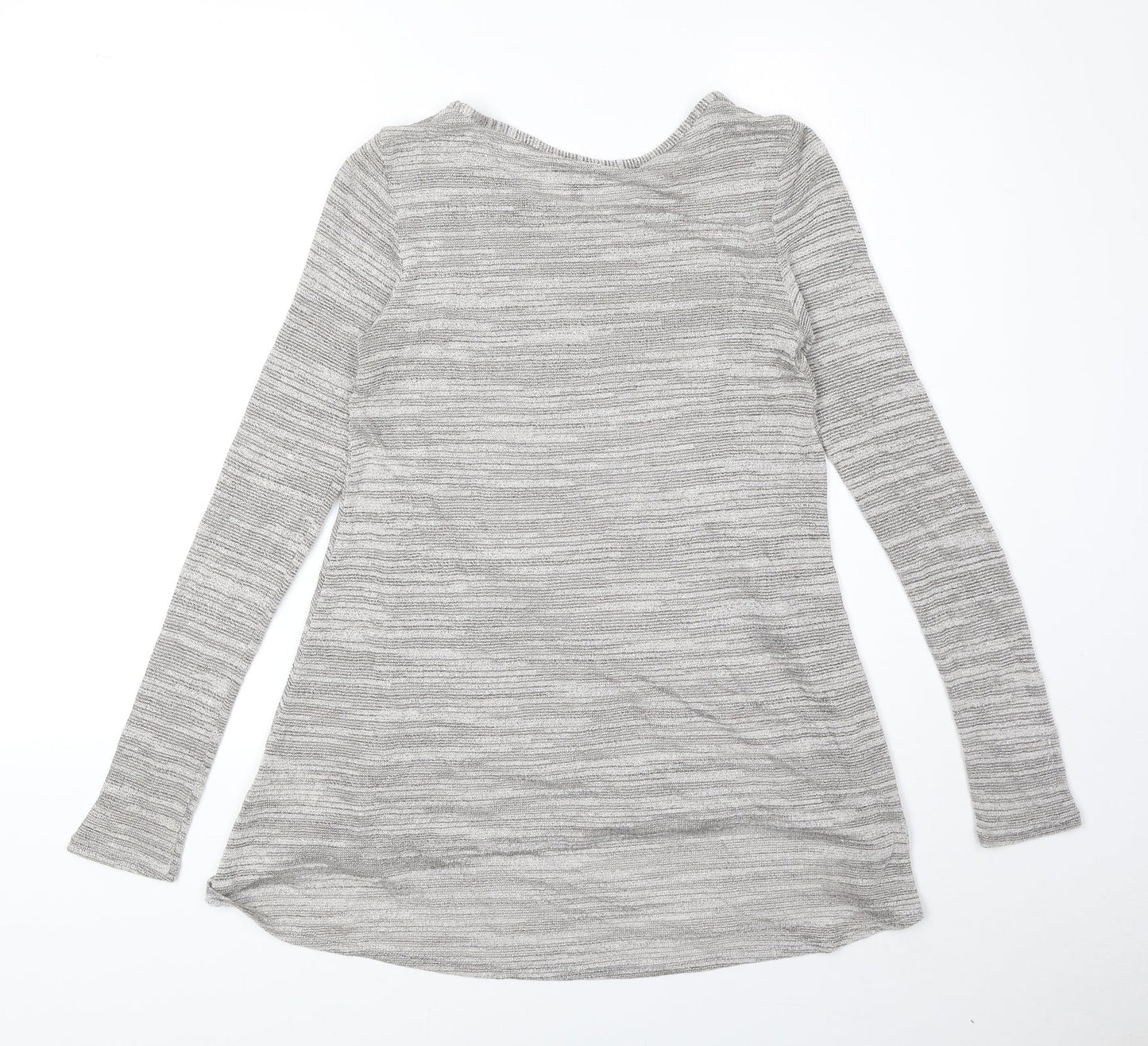 Phase Eight Womens Grey Striped Viscose Basic Blouse Size 10 Round Neck
