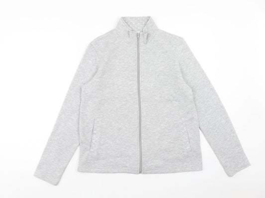 Damart Womens Grey Polyester Pullover Sweatshirt Size 10 Zip - Size 10-12
