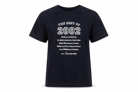 Da londra Womens Blue Cotton Basic T-Shirt Size M Round Neck - 2002 Birth Slogan