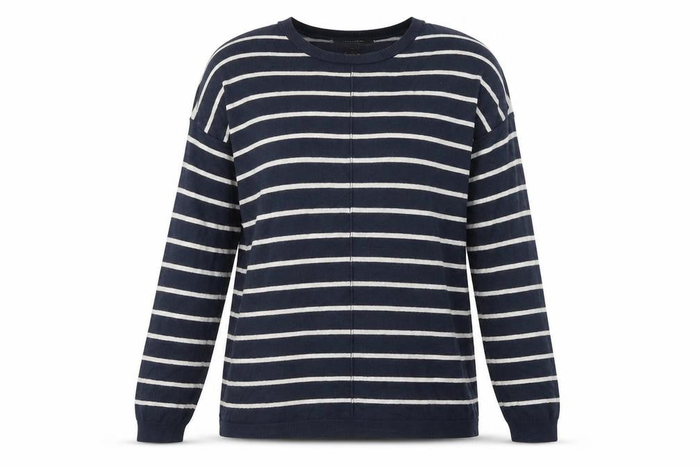Atmosphere Womens Blue Round Neck Striped Viscose Pullover Jumper Size 10