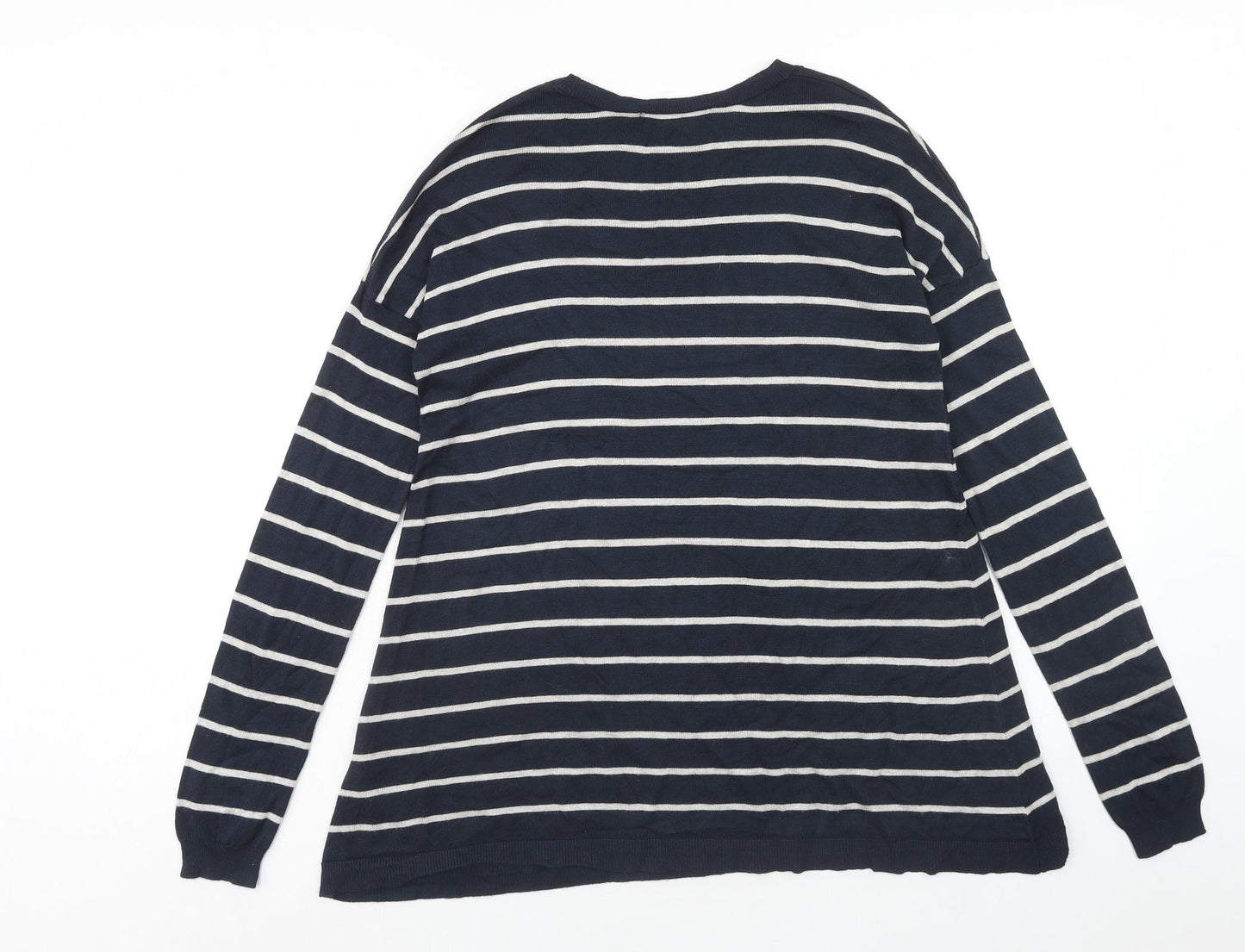 Atmosphere Womens Blue Round Neck Striped Viscose Pullover Jumper Size 10
