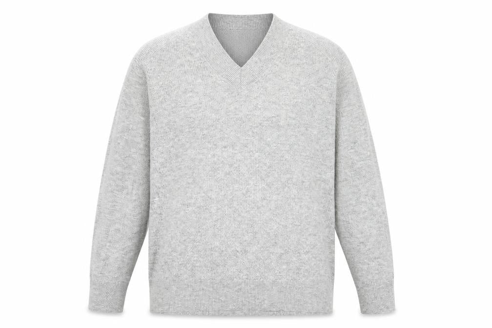 Marks & Spencer Mens Grey V-Neck Viscose Pullover Jumper Size L Long Sleeve