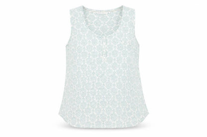 Preworn Womens Green Geometric Polyester Basic Tank Size 12 Round Neck