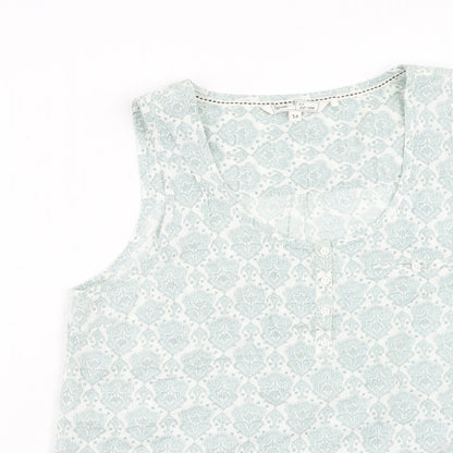 Preworn Womens Green Geometric Polyester Basic Tank Size 12 Round Neck