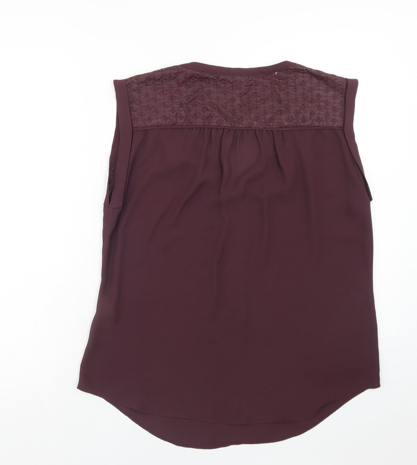 Warehouse Womens Purple Polyester Basic Tank Size 14 V-Neck - Broderie Anglaise Detail