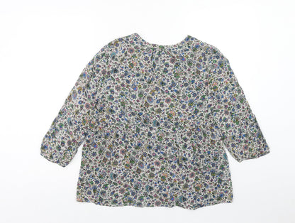 Preloved Warehouse Womens Multicoloured Floral Viscose Basic Blouse Size 12 Round Neck - Back