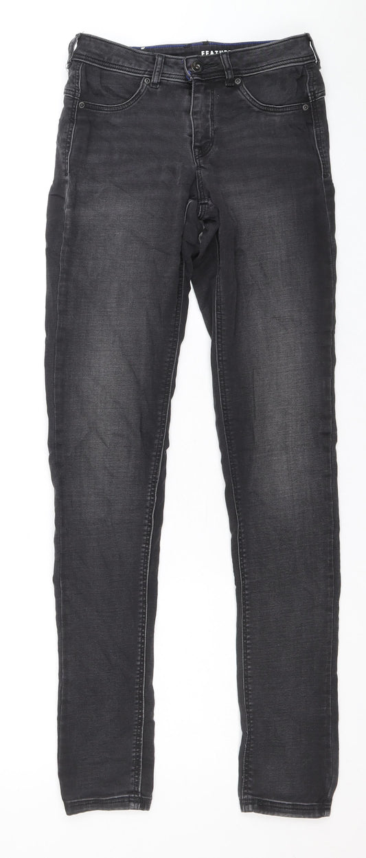 Preworn Womens Grey Cotton Skinny Jeans Size 27 in Regular Zip