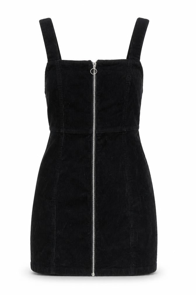 Denim & Co. Womens Black Cotton Mini Size 6 Square Neck Zip