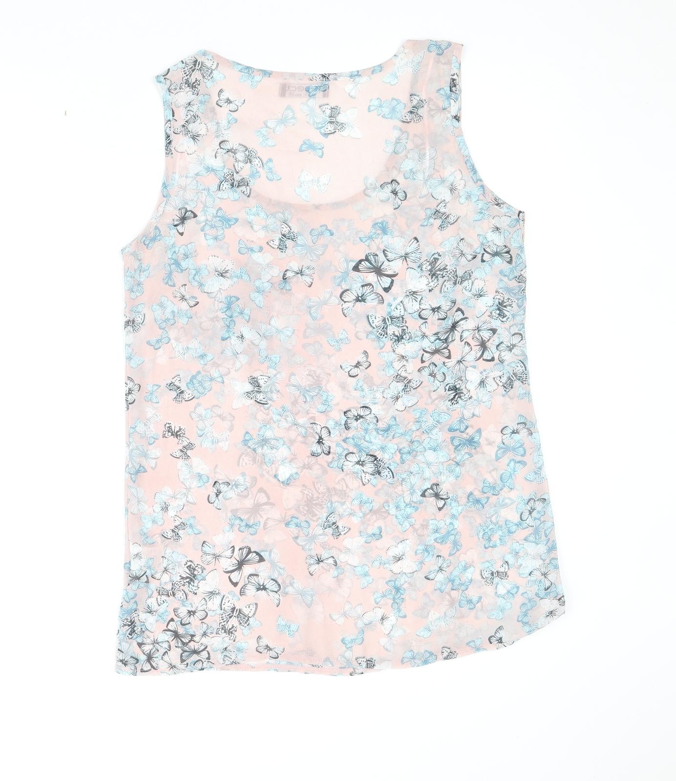 Select Womens Pink Geometric Polyester Basic Tank Size 10 Round Neck - Butterfly Print