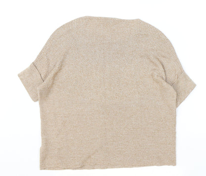 Peter Hahn Womens Brown Scoop Neck Cotton Pullover Jumper Size 10