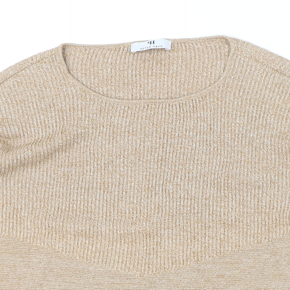 Peter Hahn Womens Brown Scoop Neck Cotton Pullover Jumper Size 10