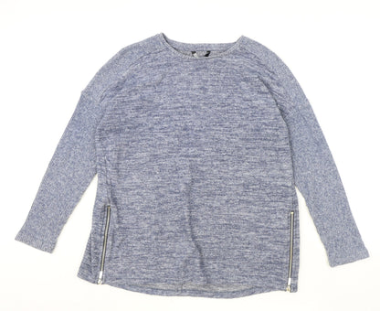 George Womens Blue Round Neck Cotton Pullover Jumper Size S