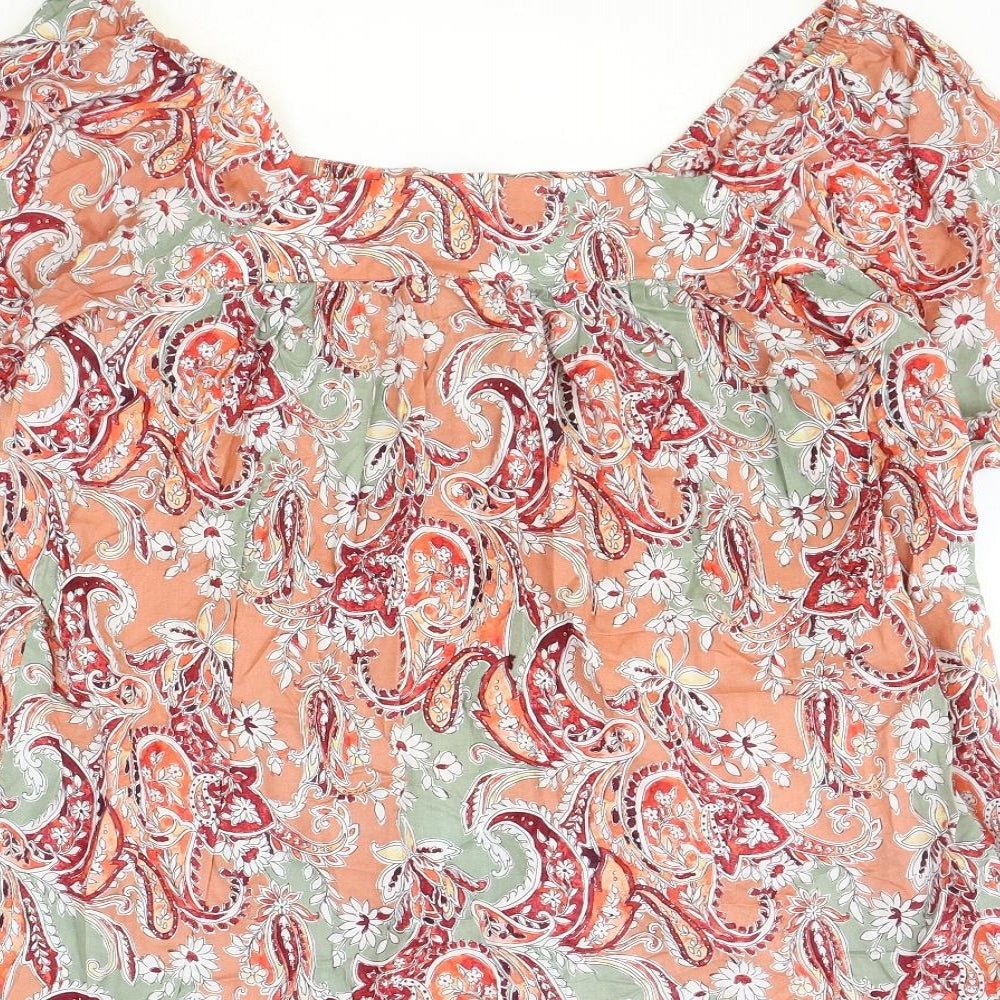 Preworn Womens Multicoloured Paisley 100% Cotton Trapeze & Swing Size L Square Neck Pullover