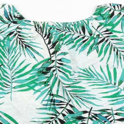 Atmosphere Womens Green Geometric Viscose Basic Blouse Size 12 Boat Neck - Leaf Pattern