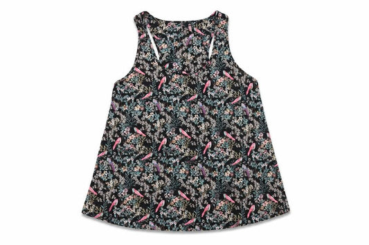 Accessorize Womens Black Floral Polyester Basic Tank Size L Scoop Neck