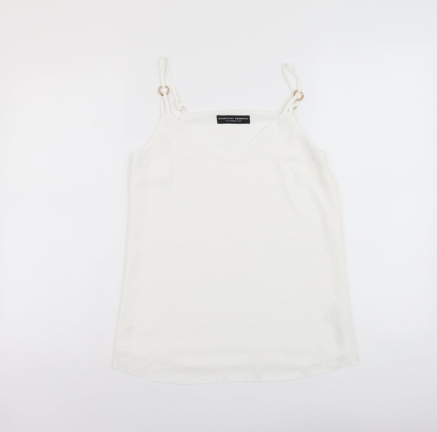 Dorothy Perkins Womens White Polyester Basic Tank Size 6 V-Neck