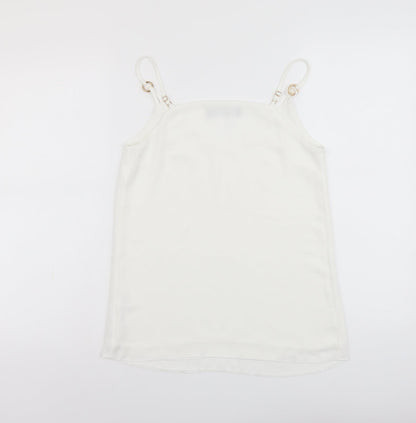 Dorothy Perkins Womens White Polyester Basic Tank Size 6 V-Neck