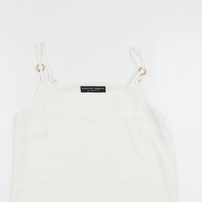 Dorothy Perkins Womens White Polyester Basic Tank Size 6 V-Neck