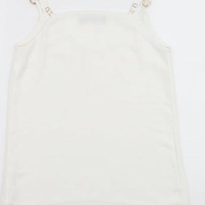 Dorothy Perkins Womens White Polyester Basic Tank Size 6 V-Neck
