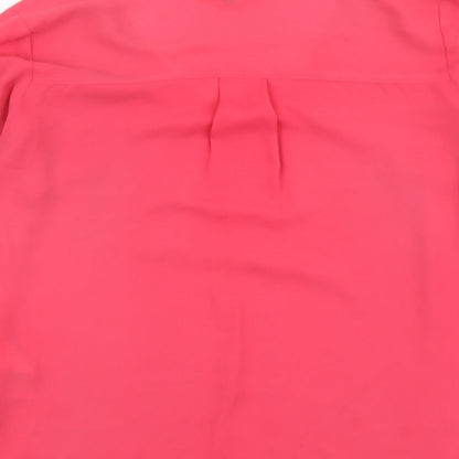 Warehouse Womens Pink Polyester Basic Blouse Size 10 V-Neck