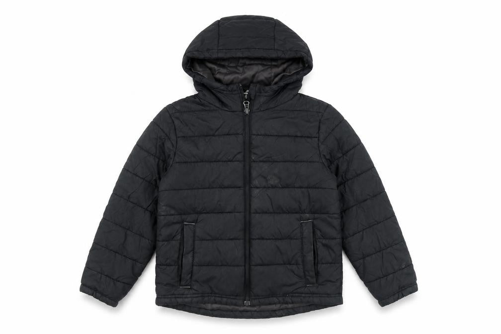 Freedom Trail Boys Black Quilted Jacket Size 5-6 Years Zip