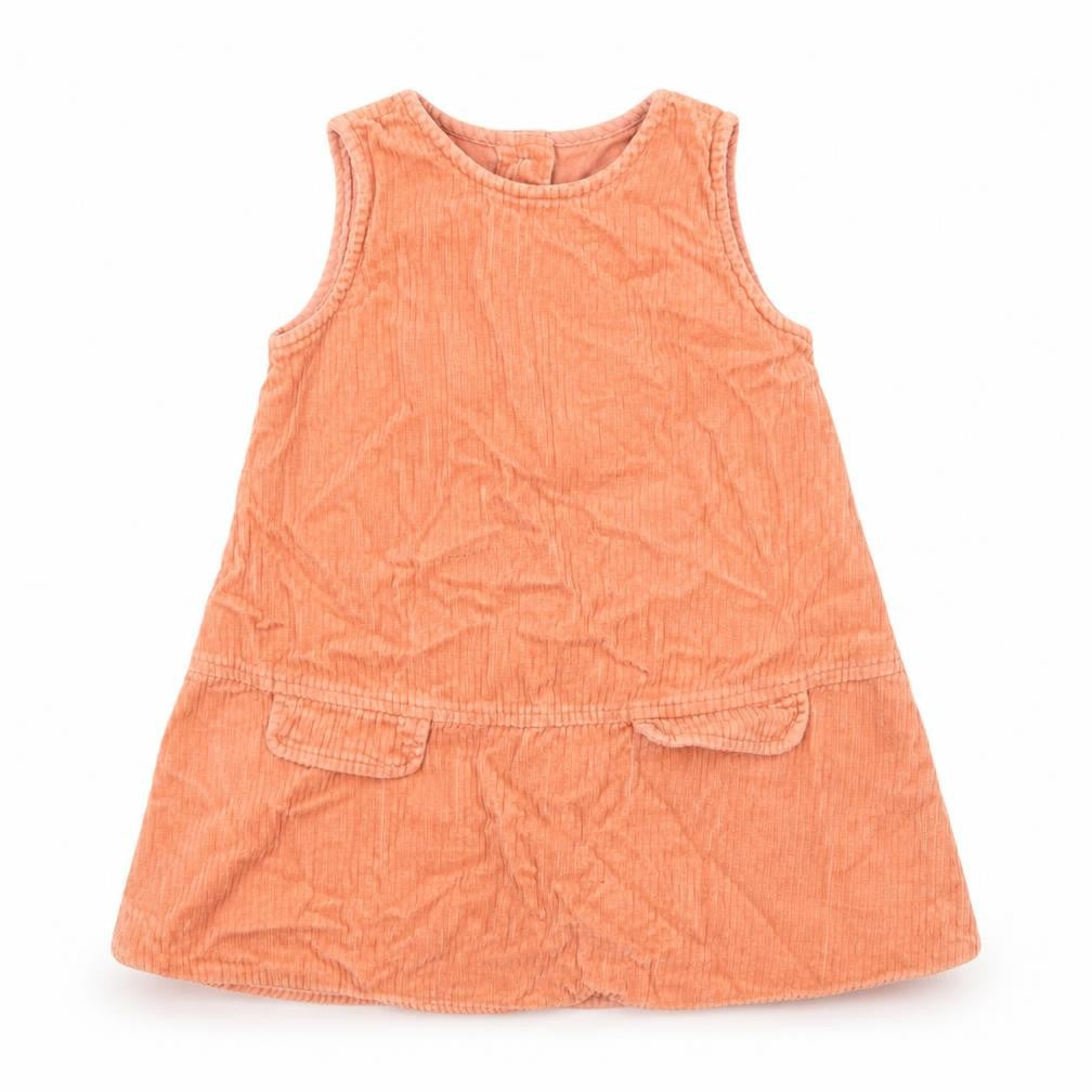 NEXT Girls Orange Cotton A-Line Size 5-6 Years Round Neck Button